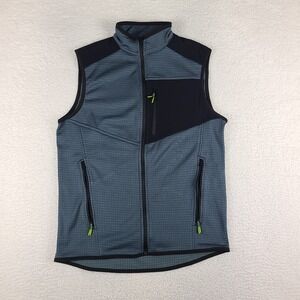 Proof Sweater Vest Mens Small Black Teal Blue Full‎ Zip Pockets Sweatshirt EC